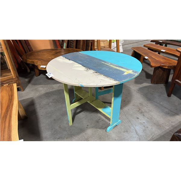MULTI-COLORED ROUND GAME TABLE 43"W
