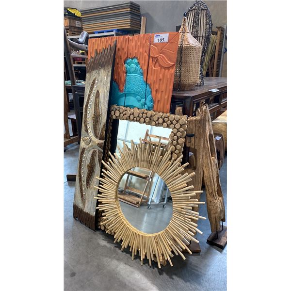 MIXED ITEMS INCL WALL MIRRORS, WALL DECOR AND CANDLE HOLDERS