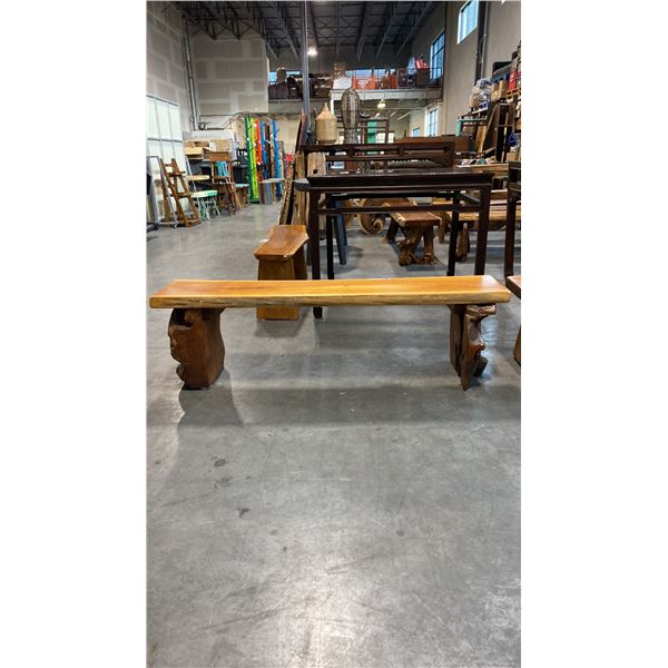 EXOTIC LIVE EDGE SLAB BENCH D12" X W60" X H17"