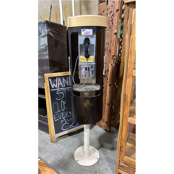RETRO FLOOR MOUNT TELEPHONE STATION AND A CHALKBOARD STAND