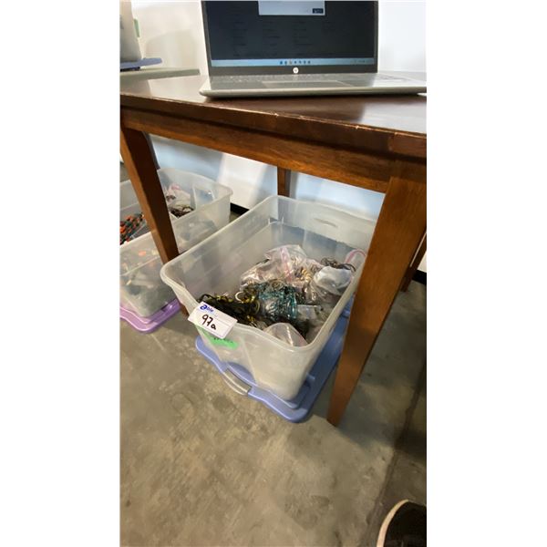 BIN OF ASSORTED STRING GLASS NECKLACES