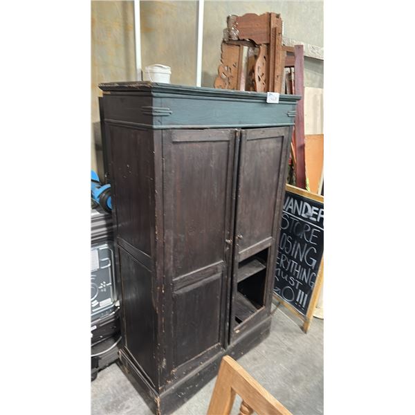 SOLID WOOD CABINET WITH BLACK FINISH - NEED REPAIRS