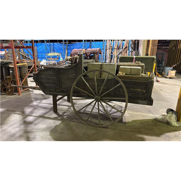 RUSTIC WOODEN WAGON WITH PROP CARGO PACKAGES