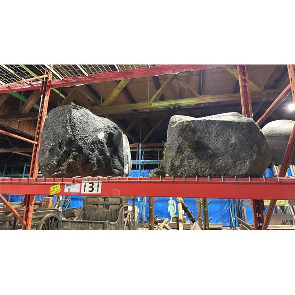 PAIR OF ARTIFICIAL LARGE ROCKS (STYROFOAM PROPS) EACH STONE APPROX. 3FT X 2FT X 2FT