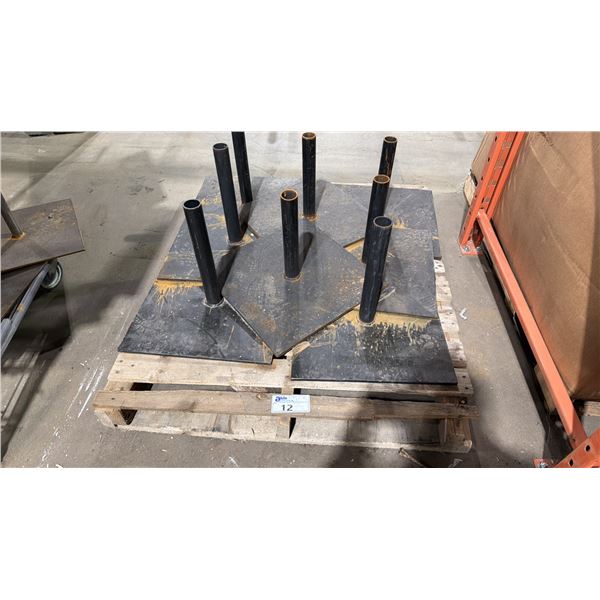 GROUP OF 8 HEAVY STEEL PLATE CONSTRUCTED STANDS