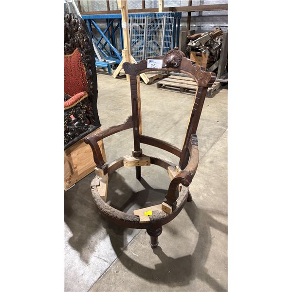 HEAVILY CARVED WOODEN PARLOUR CHAIR FRAME *NEEDS SEAT*