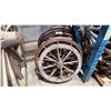 Image 1 : GROUP OF APPROX. 10 VARIOUS SIZE RUSTIC WOODEN CART/WAGON WHEELS