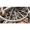 Image 2 : PALLET OF VARIOUS SIZE RUSTIC WOODEN CART/WAGON WHEELS