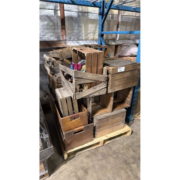 PALLET OF ASSORTED WOODEN CRATES
