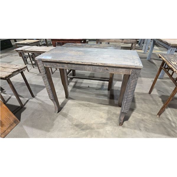 RUSTIC WOODEN COUNTER HEIGHT TABLE - APPROX. 3 1/2FT X 1 1/2FT X 3FT TALL