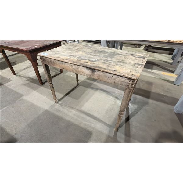 RUSTIC WOODEN PLANK TOP TABLE - APPROX. 4FT X 2FT X 2 1/2FT TALL