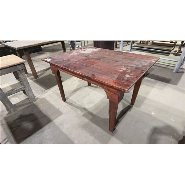 RUSTIC WOODEN PAINTED TABLE - APPROX. 4FT X 3FT X 2 1/2FT TALL