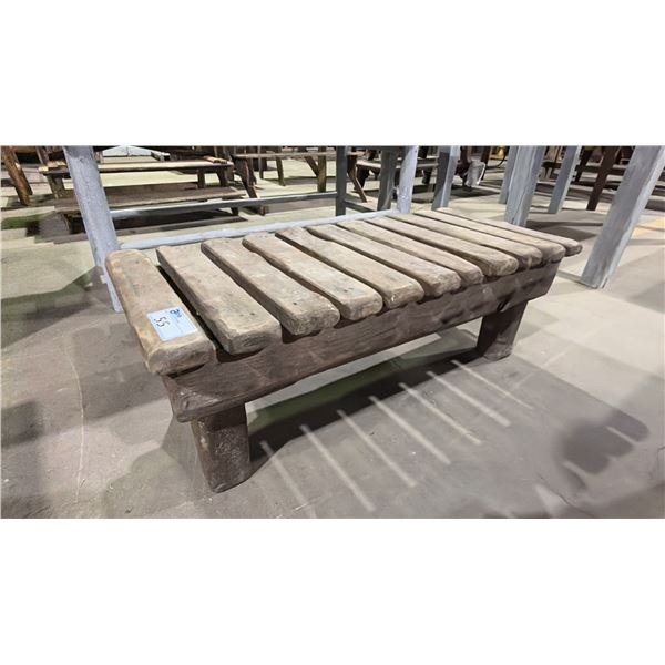 RUSTIC WOODEN BENCH SEAT - APPROX.4FT X 2FT X 1 1/4FT TALL