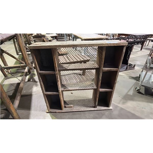 RUSTIC WOODEN WALL MOUNT SHELF - APPROX. 3FT TALL