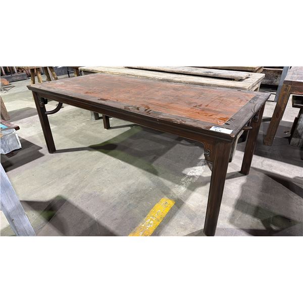 ROSEWOOD/MAHOGANY FINISH ASIAN DINNING TABLE - APPROX. 6 1/2FT X 3FT X 2 1/2FT TALL