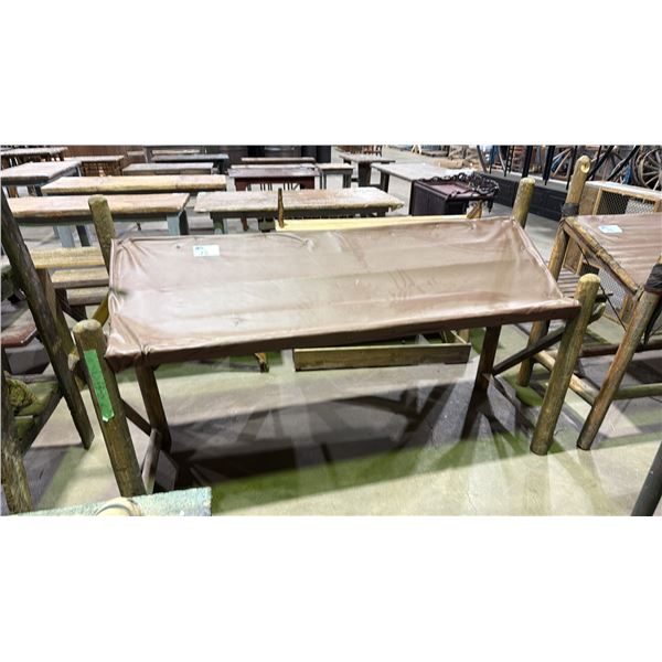 RUSTIC WOODEN PLANK & LOG DISPLAY STAND - APPROX. 6FT X 2FT X 4FT HIGH