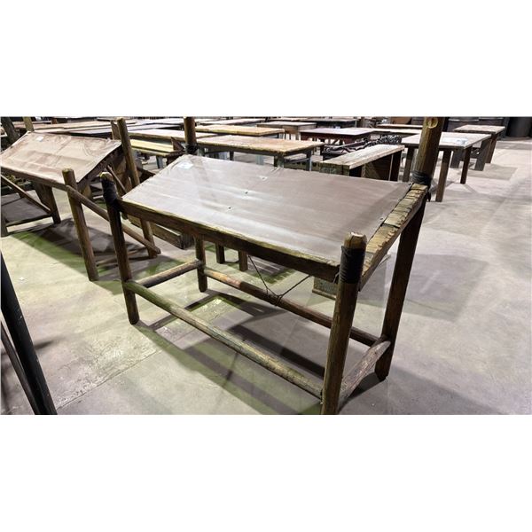 RUSTIC WOODEN PLANK & LOG DISPLAY STAND - APPROX. 5FT X 2FT X 4FT HIGH