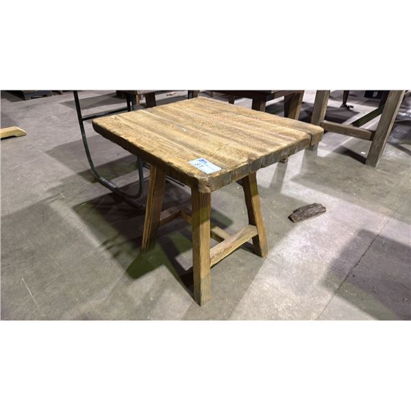 RUSTIC WOODEN SQUARE SIDE TABLE - APPROX. 2 1/2FT X 2FT X 2 1/2FT TALL