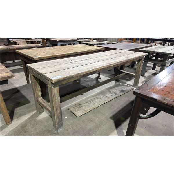 RUSTIC WOODEN HARVEST TABLE - APPROX. 7 1/2FT X 2 1/2FT X 2 1/2FT TALL
