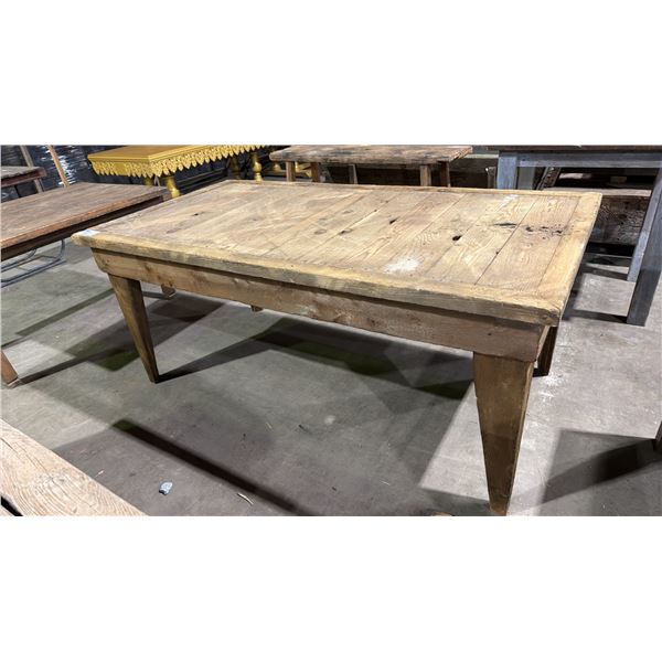 RUSTIC WOODEN HARVEST TABLE - APPROX. 6 1/4FT X 3 1/4FT X 2 1/2FT TALL