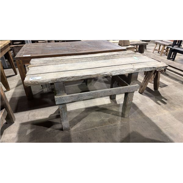 RUSTIC WOODEN HARVEST TABLE - APPROX. 5FT X 2 1/2FT X 2 1/2FT TALL