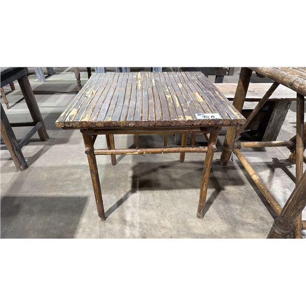 WOOD & BAMBOO SQUARE TABLE - APPROX. 2 1/2FT X 2 1/2FT X 2 1/2FT TALL