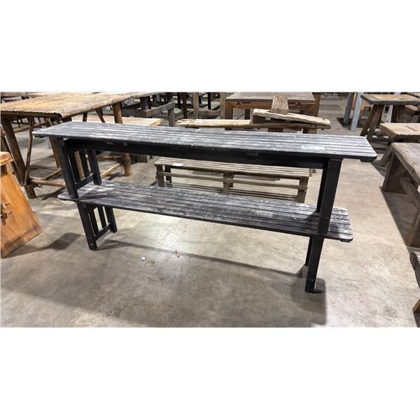 PAIR 6FT LONG RUSTIC WOODEN DISPLAY STANDS