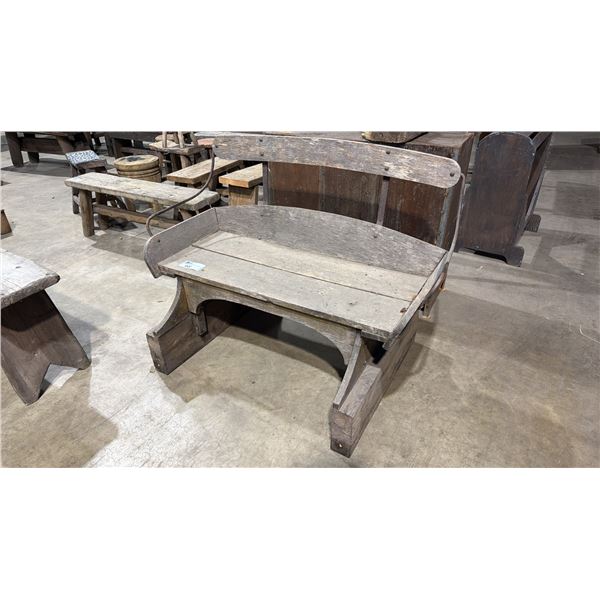 RUSTIC WOOD PLANK & TIMBER WITH IRON ACCENTS 3 1/2FT BENCH SEAT