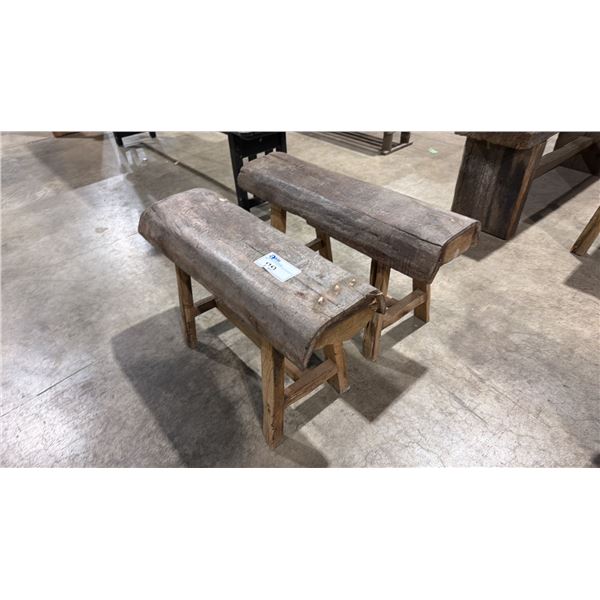 PAIR OF PRIMITIVE WOODEN 2 1/2FT BENCH SEATS