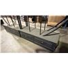 Image 2 : APPROX. 12FT 2PCS. BLACK METAL DISPLAY SHELF UNIT ON ROLLING WOODEN CABINET BASE