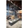 Image 3 : APPROX. 12FT 2PCS. BLACK METAL DISPLAY SHELF UNIT ON ROLLING WOODEN CABINET BASE