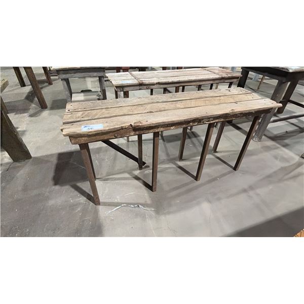RUSTIC WOODEN NARROW PLANK TABLE - APPROX. 4 1/2FT X 1 1/2FT X 2FT TALL