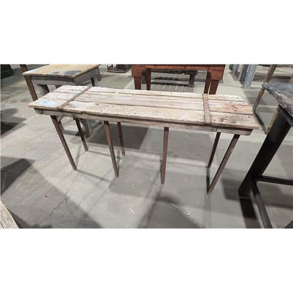 RUSTIC WOODEN NARROW PLANK TABLE - APPROX. 4 1/2FT X 1 1/2FT X 2FT TALL