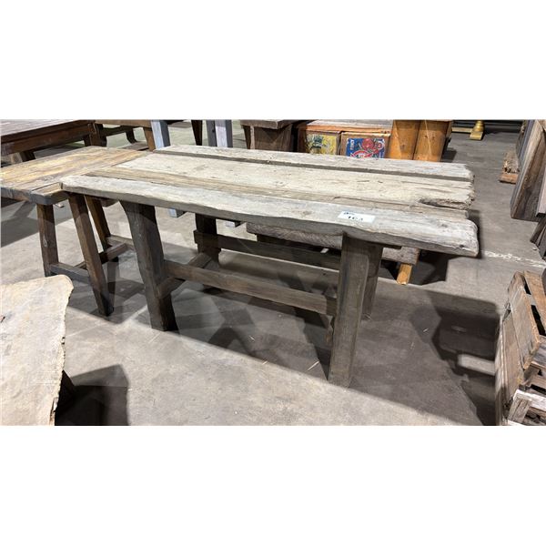 RUSTIC WOODEN PLANK TOP TABLE  - APPROX. 5FT X 2 1/2FT X 2 1/2FT TALL