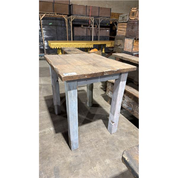 RUSTIC WOODEN COUNTER HEIGHT TABLE - APPROX. 3FT X 2 1/2FT X 3FT TALL