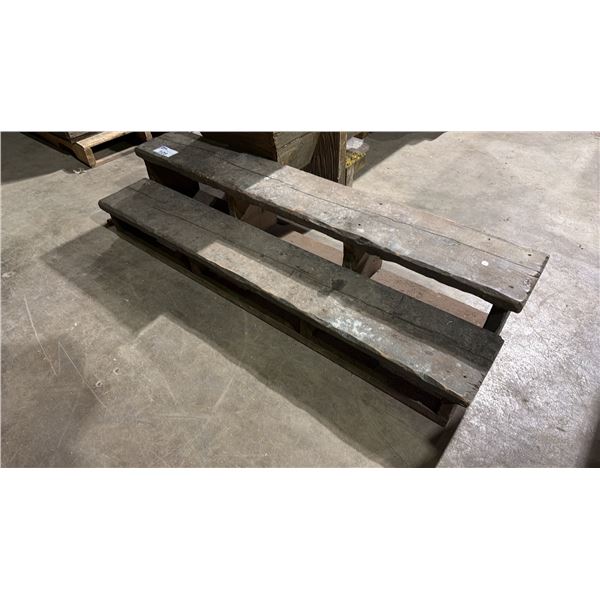 RUSTIC WOODEN 5FT TWO STEP DISPLAY STAND