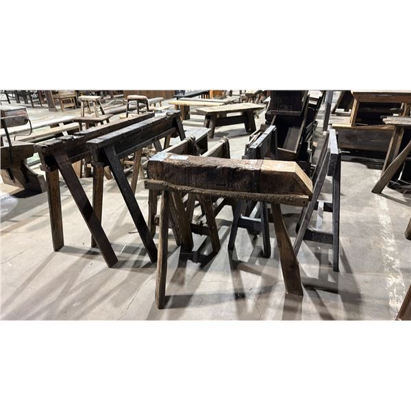 GROUP OF 7 RUSTIC WOODEN SAW HORSES