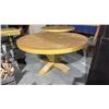 Image 2 : GOLD PAINTED SINGLE PEDESTAL WOODEN BANQUET TABLE - 5FT DIAMETER ROUND TOP