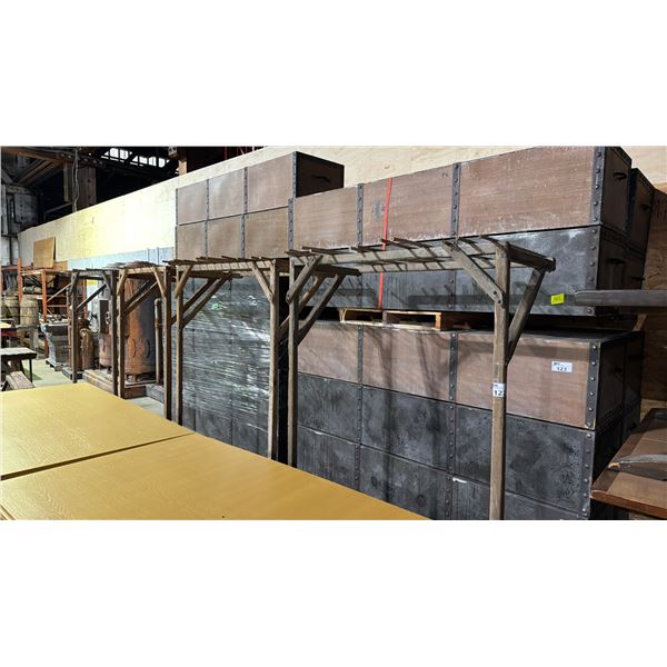 GROUP OF 4 RUSTIC WOODEN CLOTHES DRYING STANDS - EACH STAND APPROX. 4FT X 2FT X 6FT TALL