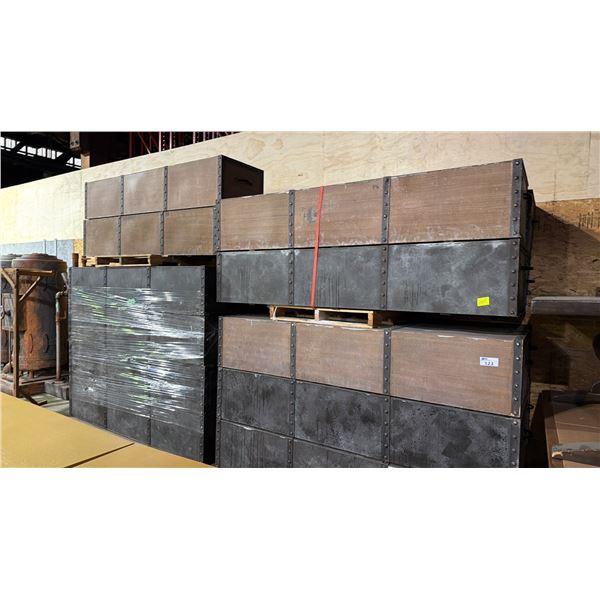 GROUP OF 20 LARGE SHOW PROP CRATES - EACH CRATE APPROX. - 8FT X 2FT X 1 1/2FT