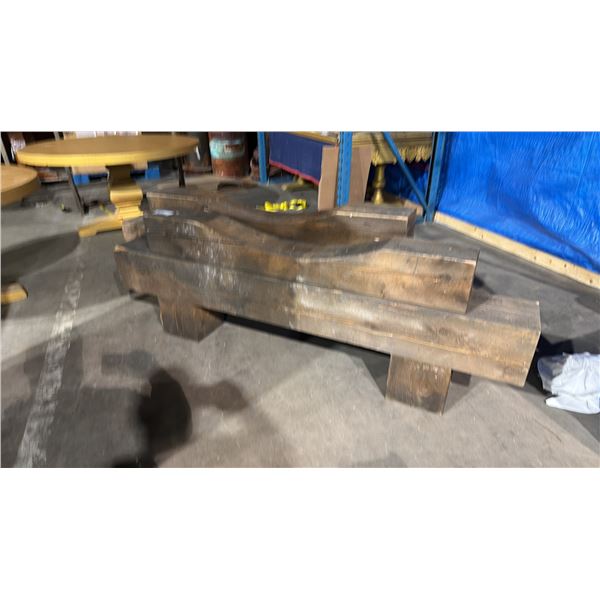 PAIR OF HOLLOW LARGE TIMBER BEAM STANDS - APPROX.- 6 1/2FT X 1/2FT X 2 1/4FT TALL