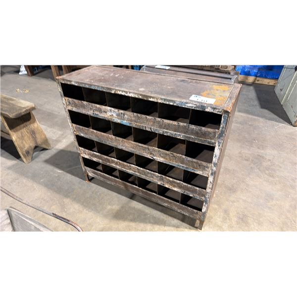 RUSTIC LOOK ALL METAL 24 SLOT PIGEON HOLE CABINET