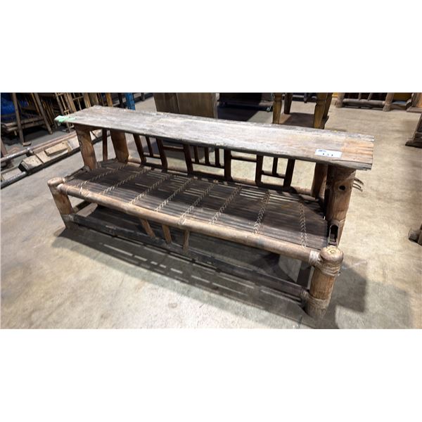 RUSTIC WOOD & BAMBOO 6FT 2 TIER DISPLAY STAND