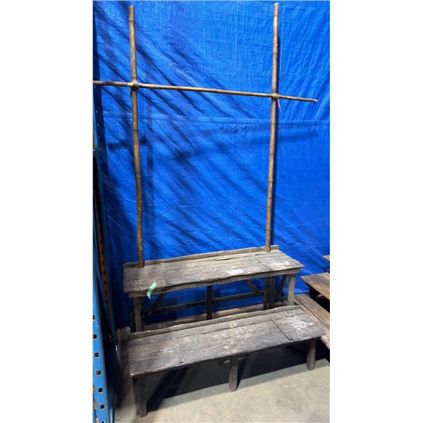 RUSTIC WOODEN TWO TIER DISPLAY STAND