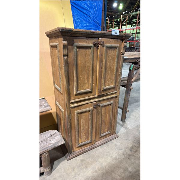 RUSTIC WOODEN CABINET =APPROX. - 3FT X 2FT X 5FT TALL