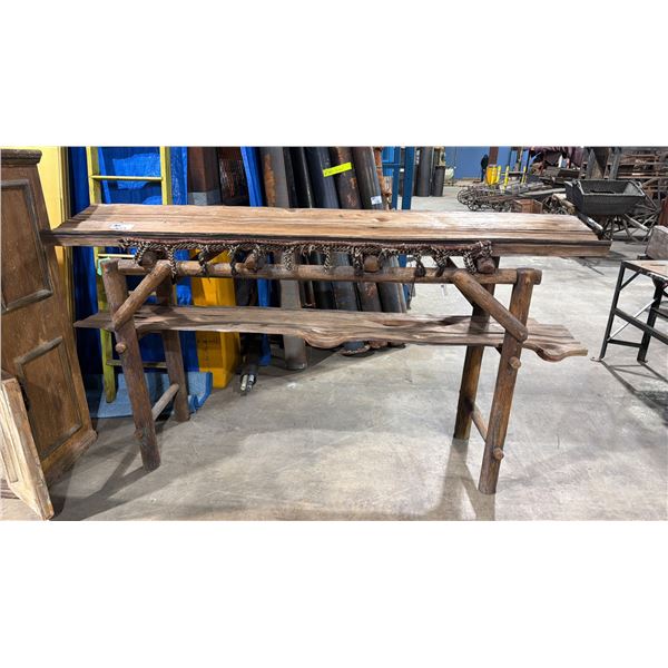 RUSTIC WOOD PLANK & LOG MARKET DISPLAY STAND