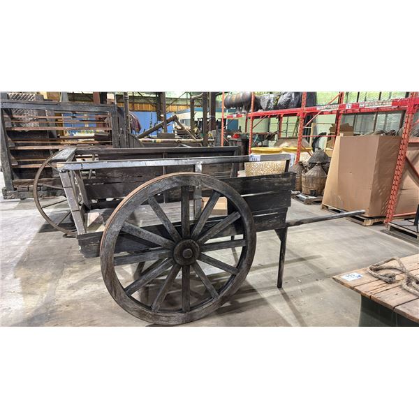 RUSTIC WOOD AND ALUMINIUM HAND PULL CART