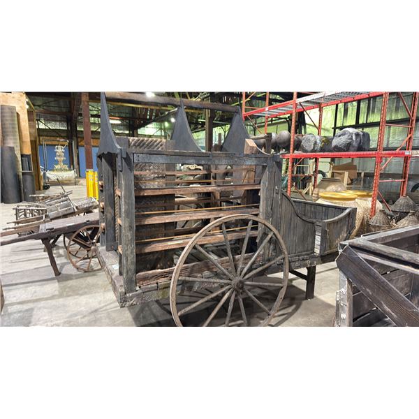 LARGE RUSTIC WOODEN MARKET CART - APPROX. - 8FT LONG X 5FT WIDE