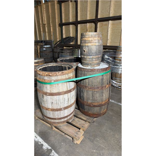 PALLET LOT OF WINE BARRELS