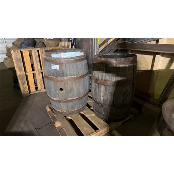 PALLET LOT OF WINE BARRELS